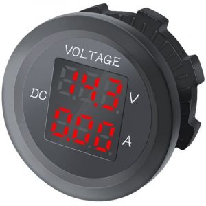Voiture LED Voltm&egrave;Tre Num&eacute;Rique DC 12V/24V Double Amp&egrave;Rem&egrave;Tre Jauge de Tension pour Bateau Universel &eacute;Tanche Rouge