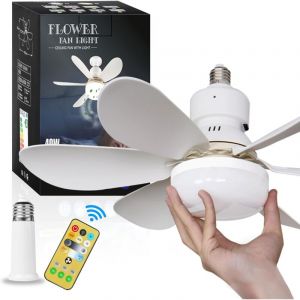 Ventilateur de plafond lumineux, douille E26/E27, avec t&eacute;l&eacute;commande, silencieux et &agrave; luminosit&eacute; r&eacute;glable