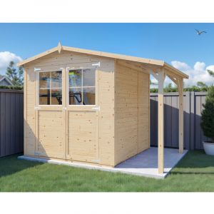 Abri de jardin bois Bertilo 12mm Tonio 2 avec toit en appentis 3,88m&sup2; naturel
