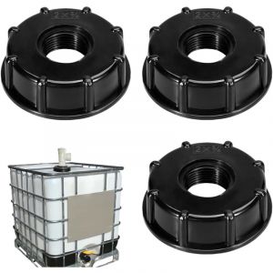 3 Pieces IBC Raccord Cuve 1000 Litres, Adaptateur Cuve 1000l, Adaptateur Robinet Tuyau Arrosage Plastique Noir Raccord Filet&eacute; pour Tuyaux d'arrosage
