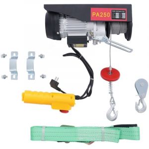 18 mètres, 250 kg, treuil électrique à câble métallique, grue électrique, grue d'échafaudage, câble métallique, atelier, garage, bouton d'arrêt