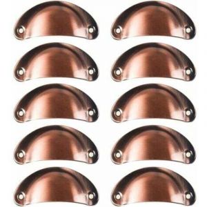 10x Poign&eacute;e de Coquille Vintage pour Tiroir Armoire Meuble Cuisine, Fer Incurv&eacute; Bouton de Porte de Placard Retro 8,2 cm x 3,5 cm，M&eacute;tall Bouton Porte