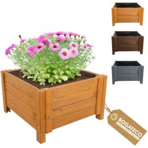 Jardini&egrave;re Haute Bois Bogateco 60x60x30 cm G&eacute;otextile Brun Clair