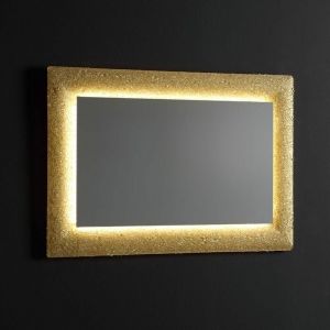 Miroir Avec Cadre En Verre Coulé Avec Grain D'or Réversible 90X62