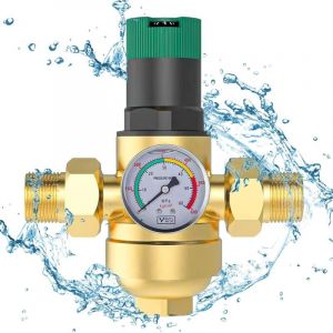 R&eacute;ducteur de pression d'eau 3/4 po, limiteur de pression avec manom&egrave;tre et filtre &agrave; mailles, r&eacute;ducteur de pression d'eau pour robinets d'arrosage de