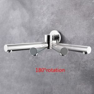Bec de Baignoire Rotation &agrave; 180&deg; Bec D&eacute;verseur pour Baignoire Laiton Robinet de Buse Ronde Pliable Bec Bain D&eacute;verseur Mural Robinet de Bec pour Baign