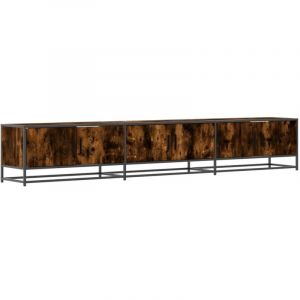 Meuble tv multimédia étagère télévision buffet téléviseur salle à manger salon chambre chêne fumé 240 x 35 x 41 cm bois d'ingénierie brun
