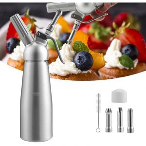 Distributeur de crème Whipper Siphon à Chantilly Professionnel Aluminium 500ml en acier inoxydable Siphons pour Mousses et Crèmes