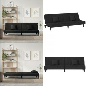 Vidaxl - Canapé-lit noir Velours - Canapé Convertible - Canapé Lit - Canapé Velours - Meuble Salon - Salon - Home & Living