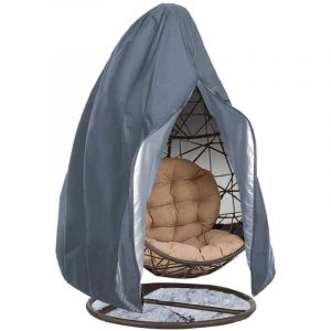 Housse pour fauteuil suspendu de jardin, en rotin tress&eacute;, imperm&eacute;able, en forme d'&oelig;uf, imperm&eacute;able et anti-poussi&egrave;re - 190 x 115 cm (gris)