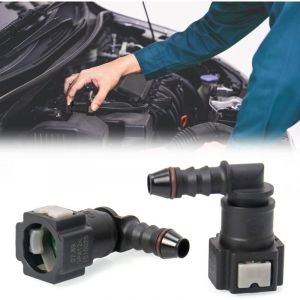 Lot de 2 Connecteur de Tuyau de Carburant de Voiture, Raccord durite essence, connecteur rapide &agrave; 90 degr&eacute;s, plastique 7.89mm Connecteur ID6