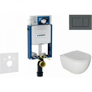 Kombifix - Set de bâti-support, cuvette Oudee et abattant softclose, plaque de déclenchement Sigma30, noir mat/noir SANI15CA5104 - Geberit
