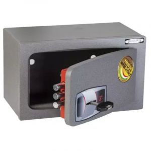 TECHNOMAX - Coffre-fort &agrave; fixer/&agrave; emmurer &agrave; cl&eacute; &agrave; double panneton, 3 p&ecirc;nes, 2,5 L, 13x22x12 cm