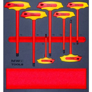 Mw Tools - Jeu de tournevis isolés 1000 v torx avec poignée en t 7 pièces module en mousse pour servante d'atelier MWETTX7