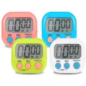 4 Pi&egrave;ces Color&eacute; Minuteur Cuisine Magnetique, Digital Time Timer Enfant Apprentissage avec &Eacute;cran LCD, Chronom&egrave;tre Minuterie Aimant&eacute;