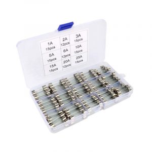 Assorties Kit de 126 Pcs Fusible Verre, 6 x 30mm Cartouche en Verre Fuse, Coup Rapide Voiture Fusibles, Fast-Blow Fusibles en Verre(AMP 1A 2A 3A 5A