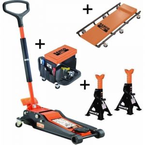 Cric extra bas BAHCO BH13000 3T + chandelles BH33000 + tabouret + chariot BLE304