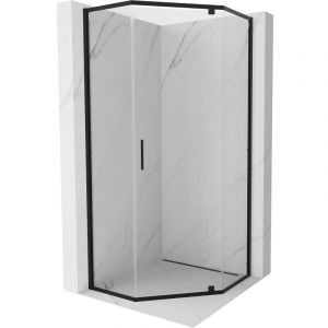 Mexen - Exo cabine de douche pentagonale pivotante 90 x 90 cm, transparente, noire - 812-090-090-70-00