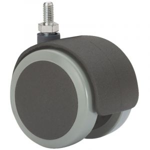 Roue Pivotante &agrave; Vis Filet&eacute; Et Axe Lisse, Noire/grise, Charge Max. 50 Kg, 10 X 15 Mm, &oslash; 5 Cm