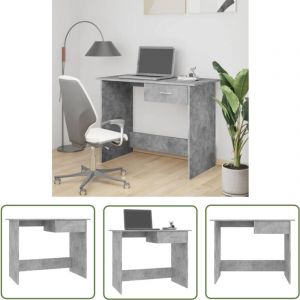The Living Store - Bureau Gris b&eacute;ton 100x50x76 cm Bois d'ing&eacute;nierie - Bureau Gris - Bureau Design - Bureau Informatique - Bureau Compact - Meuble De
