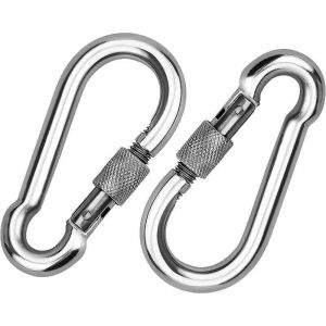 Pièces 304 Mousqueton en INOX, Mousqueton à Vis en Acier INOX, Mousqueton en Acier INOX, pour Accrocher des Cordes, des Chaînes, des Ceintures, des