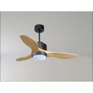 Klassfan - Twist, Ventilateur d&eacute;stratificateur d'air, pales bois noir166 Cm Moteur chrome, sans lumi&egrave;re