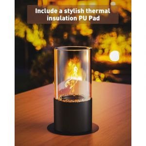 Chemin&eacute;e de table bio &eacute;thano avec pad PU pierres d&eacute;coratives dur&eacute;e de combustion plus longue chemin&eacute;e bio &eacute;thanol portable petite pour int&eacute;rieur et ex