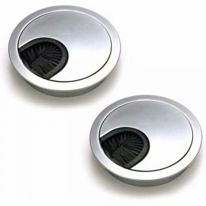 YMYNY Lot de 2 Passe C&acirc;bles Ronds Encastrables, Passe Cable Fil M&eacute;tal Acier Bross&eacute; Design, Rangements de C&acirc;bles pour Table de Bureau Diam&egrave;tre 60 mm