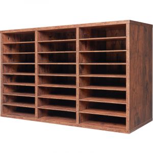 Mophorn Organiseur de litt&eacute;rature- Bo&icirc;te aux lettres de bureau &agrave; 24 compartiments avec &eacute;tag&egrave;res amovibles. Trieur de bo&icirc;tes aux lettres en bois