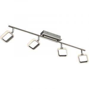 Plafonnier Spot bar Spot lampe Plafonnier avec spots mobiles, m&eacute;tal chrom&eacute;, 4x led 4x 5 watt 4x 350 lumens blanc chaud, LxH 89x18 cm