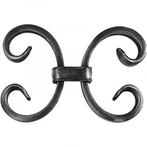 Double volute en c finition effil&eacute;e, d&eacute;cor de barreau carr&eacute; de 16mm - Hauteur 100mm Largeur 145mm - Fer forg&eacute; - &agrave; souder Deco Fer Forge