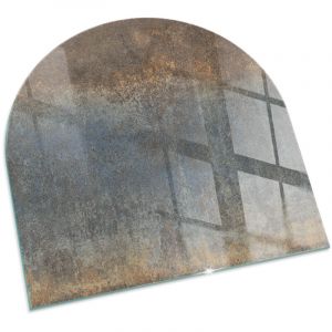 Plaque Carr&eacute;e de protection de sol en verre tremp&eacute; pour chemin&eacute;e et po&ecirc;le &agrave; bois pare-feu contre les &eacute;tincelles Motif textur&eacute; abstrait 100x100 cm