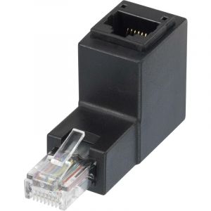 Renkforce - RJ45 réseau informatique Adaptateur cat 5e Coudé vers le haut à 90° [1x RJ45 mâle - 1x RJ45 femelle] 0.00 m noir Y851491