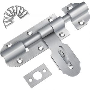 Targette porte ext. 105 mm inox Verrou coulissant avec cadenas, pour garage, portail, robuste