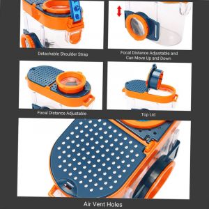 Bo&icirc;te d'observation d'insectes avec loupes grossissantes 2,6x et 4,5x, microscope pour enfants, loupe d'observation, kit d'exploration de la nature