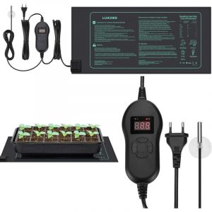 Tapis chauffant, Tapis chauffant pour semis avec thermostat et sonde NTC, &Eacute;tanche IP67, 30 Watts, Id&eacute;al pour les plantations d'int&eacute;rieur, Brassage &agrave;