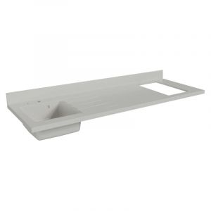Plan de travail monobloc PlaniQuartz avec évier - 180 cm - Snova - évier à gauche - Plaque de cuisson Non inclus
