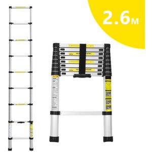 Tolletour - Echelle télescopique 2,6M Echelle multifonctionnelle Aluminium Echelle simple Echelle multi-usage Echelle extensible Escabeau de qualité