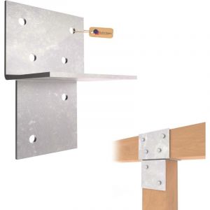 GeZu Impex Pi&egrave;ce de Connexion en T Bois 71x71mm Galvanis&eacute;e &agrave; Chaud Support de Connexion Murale et de Poteau pour Structures en Bois