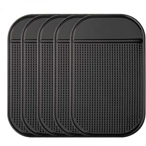 Tapis antidérapant pour Tableau de Bord de Voiture, 5-Pack Anti-dérapant Dash Pad très épais pour détecteur de Radar, téléphone Portable, clés,