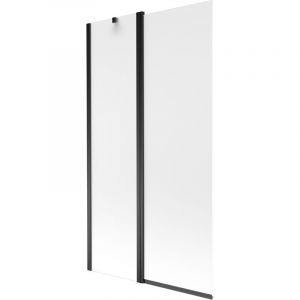 Mexen Flip paroi de baignoire 2 volets 100 x 150 cm, givr&eacute;, noir - 894-100-101-70-30