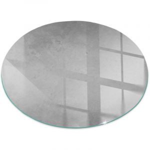 Plaque ronde en verre Chemin&eacute;e Protecteur de Sol Sous la Chemin&eacute;e Verre Tremp&eacute; Protection Thermique Texture de b&eacute;ton avec effet Ronde fi 80