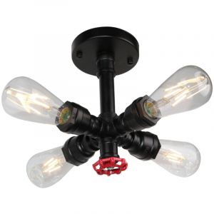 Norcks - Plafonnier R&eacute;tro Luminaire Plafonnier Tuyau D'Eau Lampe De Plafond Industriel E27 Pour La Maison Bar Restaurant Caf&eacute; &Eacute;tude Hall D&eacute;coration