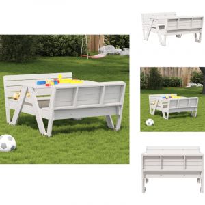 Table de pique-nique pour enfants blanc bois massif de pin - Table De Pique-nique Enfant - Table Jardin Enfant - Mobilier Enfant Ext&eacute;rieur - Jeu