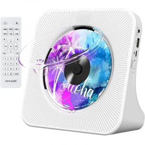 Lecteur CD Portable Mural Lecteurs CD Bluetooth de Bureau pour la Maison, Double Haut-parleurs HiFi Int&eacute;gr&eacute;s, Prise AUX et Casq[98]