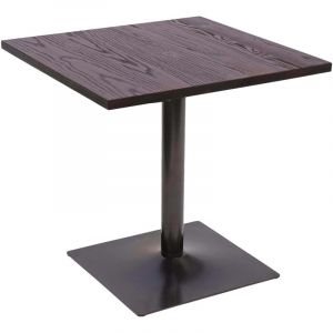 HHG - jamais utilis&eacute;] Table de bistrot 062, table de bar, industrielle Gastro m&eacute;tal orme massif mvg 70x70cm, brun fonc&eacute;