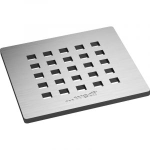 Wedi &ndash; Grille d&rsquo;&eacute;coulement carr&eacute;e 5.1 pour receveur de douche &agrave; carreler &ndash; Inox bross&eacute; &ndash; Dimensions 115x115x5mm &ndash; 676800046