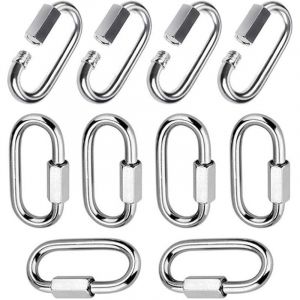 10 Pi&egrave;ces Mousqueton a Vis M6 Maillon Rapide en Acier Inoxydable 304 Mousqueton &agrave; Verrouillage avec Capuchon &agrave; Vis Mousqueton Fixe pour Connecter des