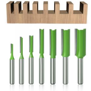 Treetalk - 7Pcs Fraise droite à queue de 6 mm, Fraise Droite Defonceuse, pour Bois Carbure de TungstèNe Outil de Travail Du Bois, Routeur Droite à