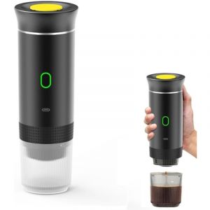 Machine &agrave; Caf&eacute; Portable, Expresso Cafeti&egrave;re Rechargeable 12V, Compatible avec Petites Capsules, Grandes Capsules et Caf&eacute; Moulu
